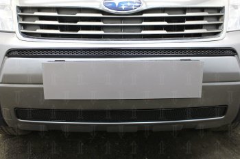 3 899 р. Защитная сетка в бампер (низ, ячейка 4х10 мм) Стрелка11 Премиум Subaru Forester SH (2008-2013) (Чёрная)  с доставкой в г. Вологда. Увеличить фотографию 2