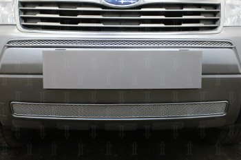 4 099 р. Защитная сетка в бампер (низ, ячейка 4х10 мм) Стрелка11 Премиум Subaru Forester SH (2008-2013) (Хром)  с доставкой в г. Вологда. Увеличить фотографию 2