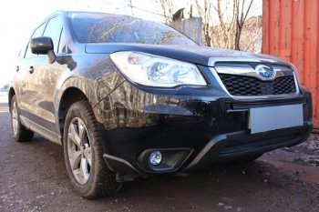 3 399 р. Защитная сетка в бампер (верх, ячейка 4х10 мм) Стрелка11 Премиум  Subaru Forester  SJ (2012-2016) дорестайлинг (Чёрная)  с доставкой в г. Вологда. Увеличить фотографию 2