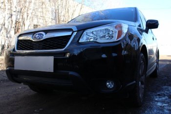 3 599 р. Защитная сетка в бампер (низ, ячейка 4х10 мм) Стрелка11 Премиум Subaru Forester SJ дорестайлинг (2012-2016) (Чёрная)  с доставкой в г. Вологда. Увеличить фотографию 3