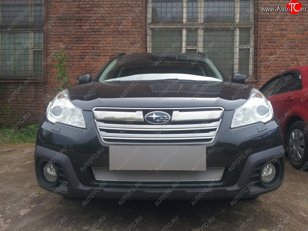 4 299 р. Защитная сетка в бампер (низ, ячейка 4х10 мм) Стрелка11 Премиум  Subaru Outback  BR, (2012-2015) B14)  рестайлинг универсал (Хром)  с доставкой в г. Вологда