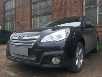 4 299 р. Защитная сетка в бампер (низ, ячейка 4х10 мм) Стрелка11 Премиум  Subaru Outback  BR, (2012-2015) B14)  рестайлинг универсал (Хром)  с доставкой в г. Вологда. Увеличить фотографию 2