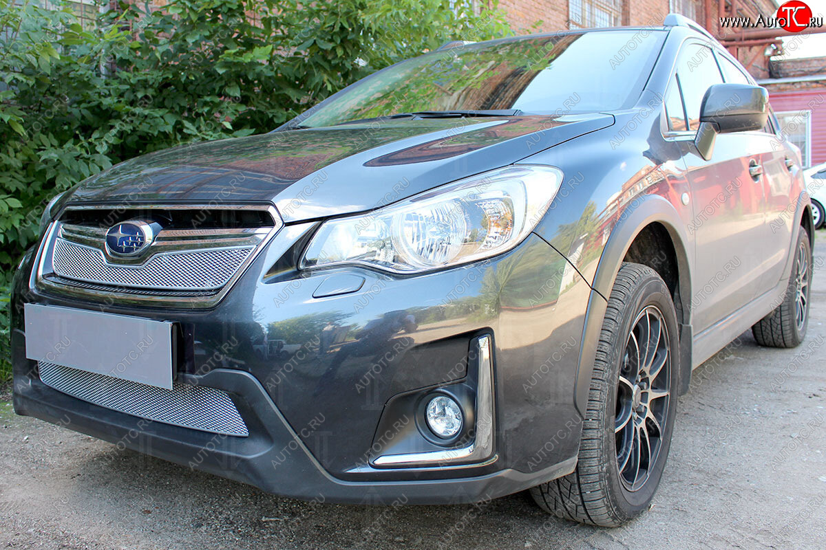 4 299 р. Защитная сетка в бампер (низ, ячейка 4х10 мм) Стрелка11 Премиум  Subaru XV  GP/G33 (2016-2017) рестайлинг (Хром)  с доставкой в г. Вологда