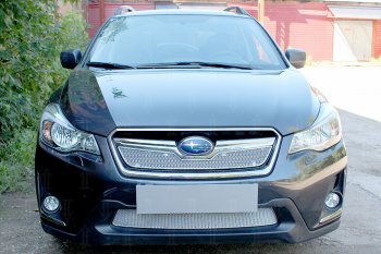 4 299 р. Защитная сетка в бампер (низ, ячейка 4х10 мм) Стрелка11 Премиум  Subaru XV  GP/G33 (2016-2017) рестайлинг (Хром)  с доставкой в г. Вологда. Увеличить фотографию 2