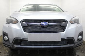 Защитная сетка в бампер (низ, ячейка 4х10 мм) Стрелка11 Премиум Subaru XV  GT/G24 (2017-2021) дорестайлинг (Чёрная)