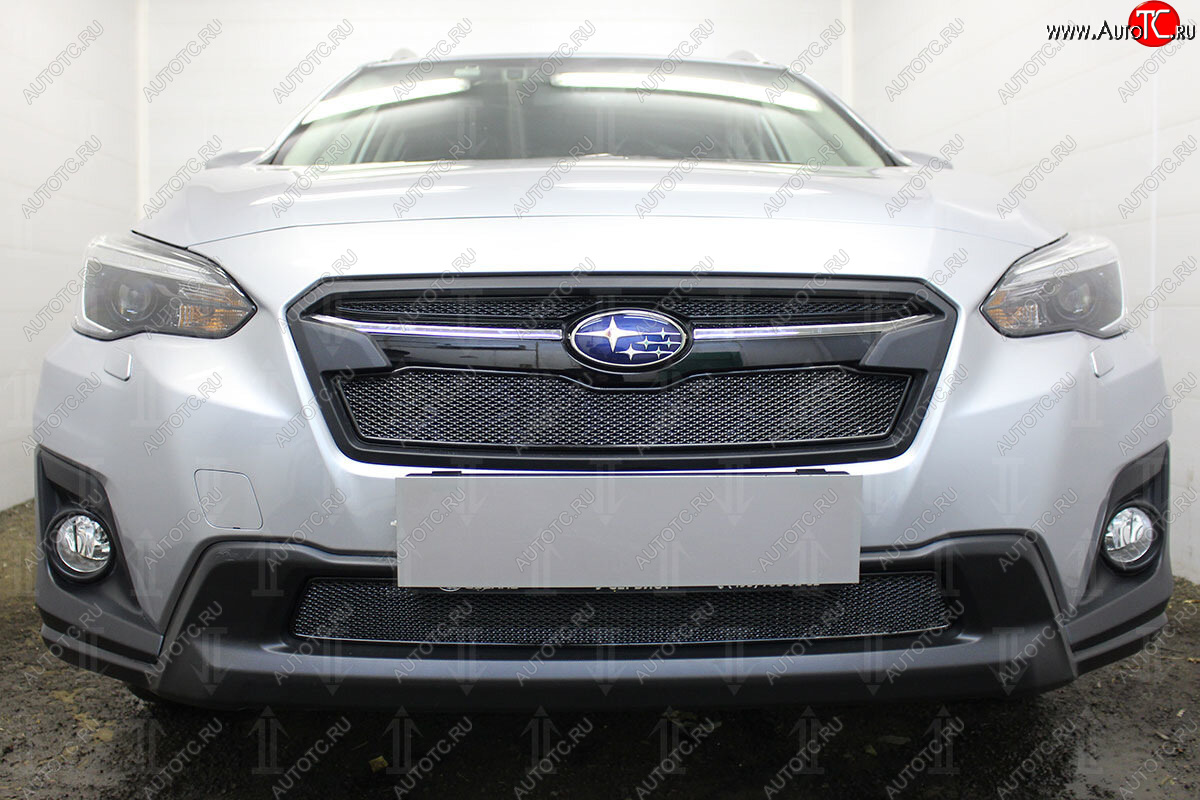 4 299 р. Защитная сетка в бампер (низ, ячейка 4х10 мм) Стрелка11 Премиум  Subaru XV  GT/G24 (2017-2021) дорестайлинг (Чёрная)  с доставкой в г. Вологда