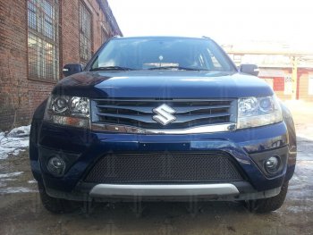 Защитная сетка в бампер (низ, ячейка 4х10 мм) Стрелка11 Премиум Suzuki Grand Vitara JT 5 дверей 2-ой рестайлинг (2012-2016) (Чёрная)
