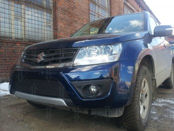 4 299 р. Защитная сетка в бампер (низ, ячейка 4х10 мм) Стрелка11 Премиум Suzuki Grand Vitara JT 5 дверей 2-ой рестайлинг (2012-2016) (Чёрная)  с доставкой в г. Вологда. Увеличить фотографию 3