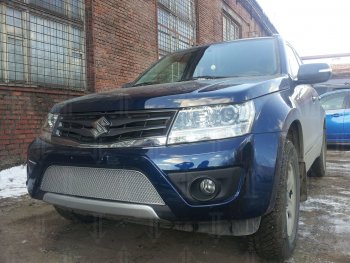 4 299 р. Защитная сетка в бампер (низ, ячейка 4х10 мм) Стрелка11 Премиум Suzuki Grand Vitara JT 5 дверей 2-ой рестайлинг (2012-2016) (Хром)  с доставкой в г. Вологда. Увеличить фотографию 2