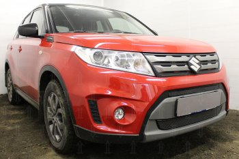 6 999 р. Защитная сетка в бампер (низ, 2 части, ячейка 4х10 мм) Стрелка11 Премиум Suzuki Vitara LY дорестайлинг (2015-2019) (Чёрная)  с доставкой в г. Вологда. Увеличить фотографию 3
