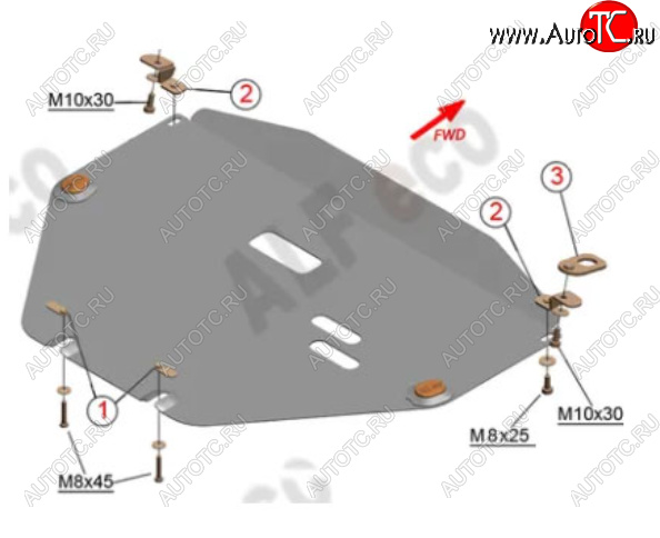 10 199 р. Защита картера двигателя и КПП Alfeco  Honda CR-V  RW,RT (2016-2022) дорестайлинг, рестайлинг (Алюминий 3 мм)  с доставкой в г. Вологда