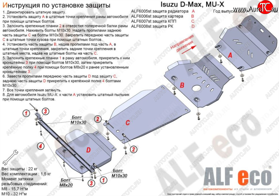 9 849 р. Защита КПП ALFECO  Isuzu mu-X  TF (2021-2023) (Алюминий 3 мм)  с доставкой в г. Вологда