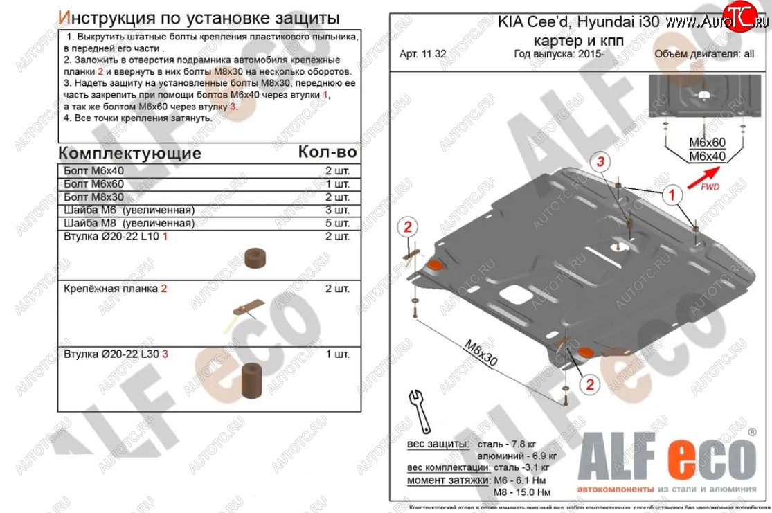 11 399 р. Защита картера двигателя и КПП Alfeco  KIA Cerato  3 YD (2016-2019) рестайлинг седан (Алюминий 3 мм)  с доставкой в г. Вологда