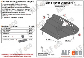 Защита рулевых тяг Alfeco Land Rover Discovery 4 L319 (2009-2016) (Алюминий 4 мм)
