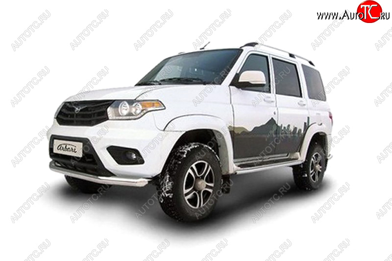 20 399 р. Защита переднего бампера d76 Arbori нерж. сталь для UAZ PATRIOT 2014-нв  Патриот Arbori afzdaup1402  с доставкой в г. Вологда