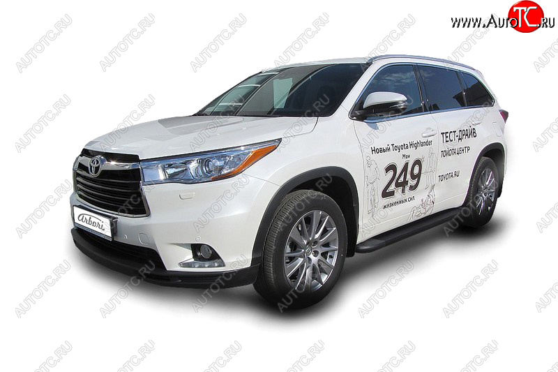 23 999 р. Комплект алюминиевых порогов Arbori Optima Black 1800 для TOYOTA Highlander 2014-2016  Тойота Хайлендер Arbori afzdaalthi1401  с доставкой в г. Вологда