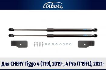 3 499 р. Упоры капота для CHERY Tiggo 4 (T19), 2019-, 4 Pro (T19FL), 2021-, к-т 2 шт  Черри Тигго 4 Arbori arbori.hd.017101  с доставкой в г. Вологда. Увеличить фотографию 1