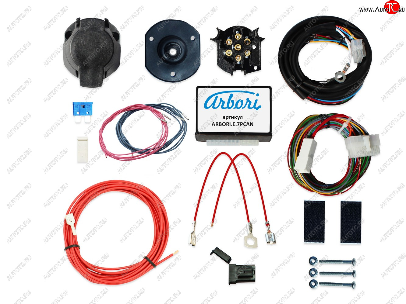 9 999 р. Универсальный комплект электрооборудования ARBORI для ТСУ Smart Connect CAN (7 PIN) с блоком согласования и функцией отключения парктроника Arbori arbori.e.7pcan  с доставкой в г. Вологда
