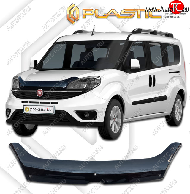 1 899 р. Дефлектор капота CA-Plastic Fiat Doblo 263 рестайлинг (2015-2022) (classic черный, без надписи)  с доставкой в г. Вологда