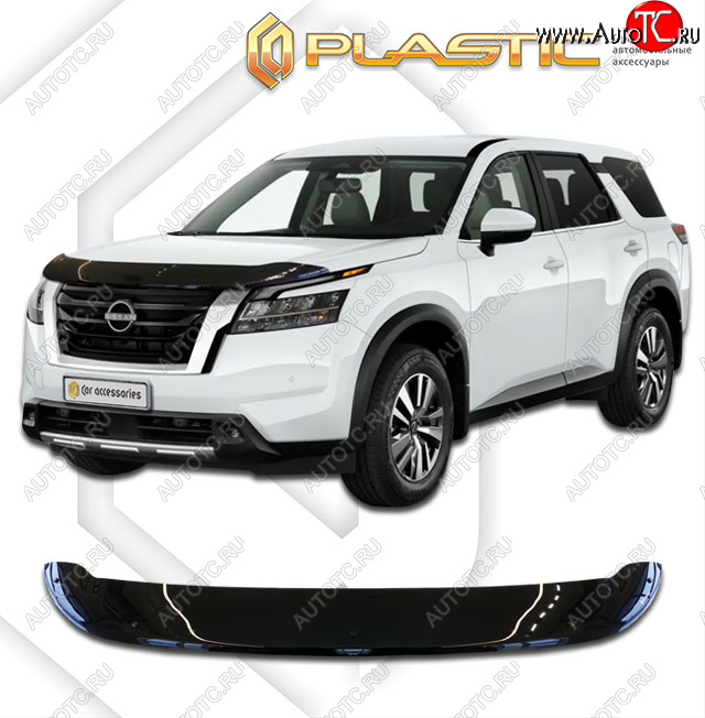 2 159 р. Дефлектор капота CA-Plastic Nissan Pathfinder R53 (2021-2025) (classic черный, без надписи)  с доставкой в г. Вологда