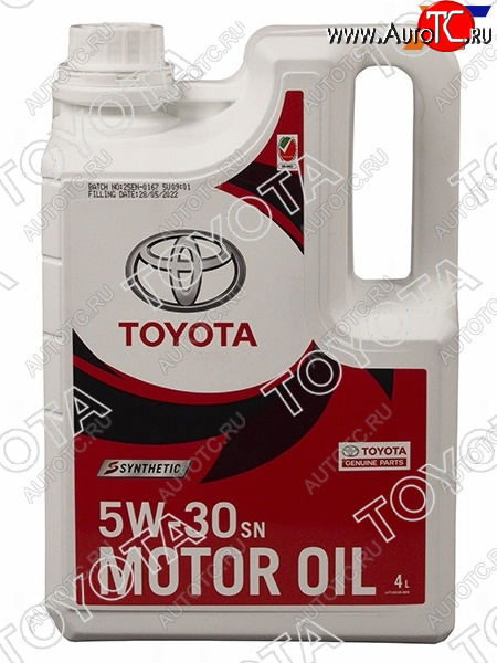 4 199 р. Масло моторное TOYOTA (пластиковая канистра) SN 5W-30 4Л (синтетика) TOYOTA 08880-83714, 0888083714 TOYOTA 08880-83714  с доставкой в г. Вологда