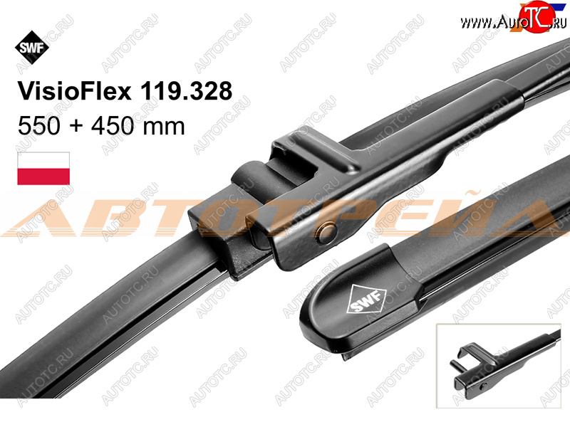 2 059 р. Комплект щеток стеклоочистителя 550мм+450мм OPEL ASTRA H 04-14                                       SWF 119328  с доставкой в г. Вологда