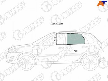 Стекло боковое опускное (Сзади Слева Цвет зеленый) Datsun mi-Do 14-21  on-DO 14-19  LADA Granta XYG 1118 RD/LH