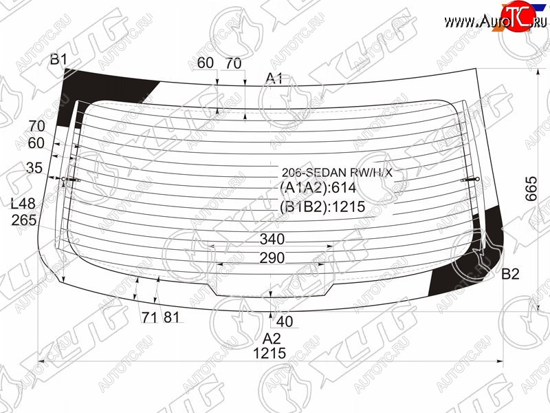 7 999 р. Стекло заднее (Цвет зеленый Обогрев) Peugeot 206 98-09 XYG 206-SEDAN RW/H/X  с доставкой в г. Вологда