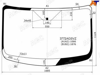 Стекло лобовое (Молдинг Низкаясредняя крыша) Ford Transit 14- AGC 3772AGSVZ