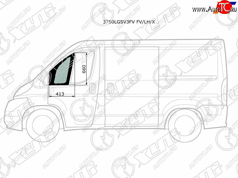 1 999 р. Стекло форточки (Спереди Слева Цвет зеленый) Peugeot Boxer 06-  Citroen Jumper 06-  Fiat Ducato XYG 3750LGSV3FV FV/LH/X  с доставкой в г. Вологда