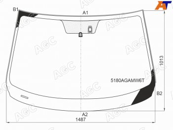 Стекло лобовое (Датчик дождя Молдинг) Mazda 6 17- AGC 5180AGAMW6T