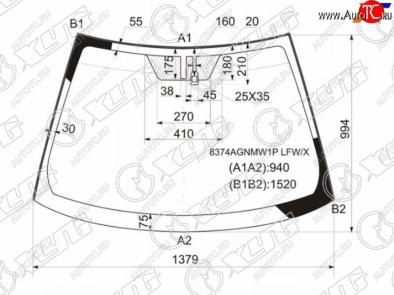 7 249 р. Стекло лобовое (Датчик дождя Молдинг) XYG Toyota Auris E150 хэтчбэк 5 дв. дорестайлинг (2006-2010)  с доставкой в г. Вологда