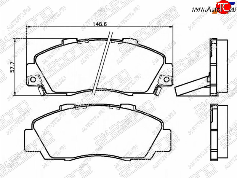 2 149 р. Колодки тормозные AKEBONO (передние) Honda StepWagon RF1,RF2 минивэн дорестайлинг (1996-1999)  с доставкой в г. Вологда