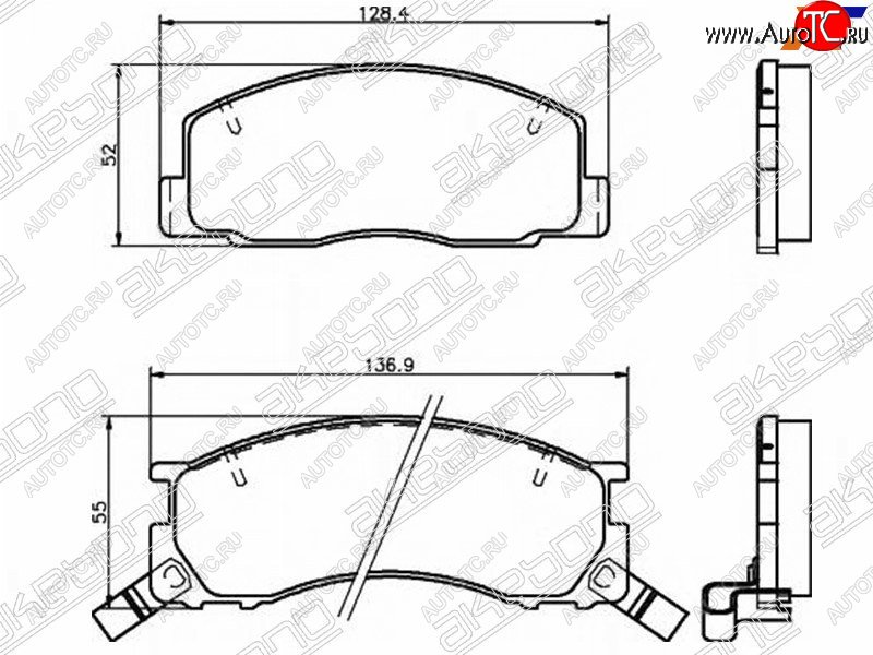 2 179 р. Колодки тормозные AKEBONO (передние) Toyota Estima Emina XR10, XR20 минивэн дорестайлинг (1992-1994)  с доставкой в г. Вологда