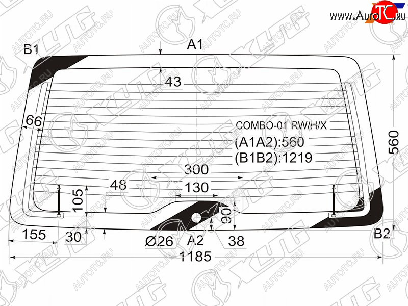 9 399 р. Стекло заднее (Цвет зеленый Обогрев) Opel Combo 01-11 XYG COMBO-01 RW/H/X  с доставкой в г. Вологда