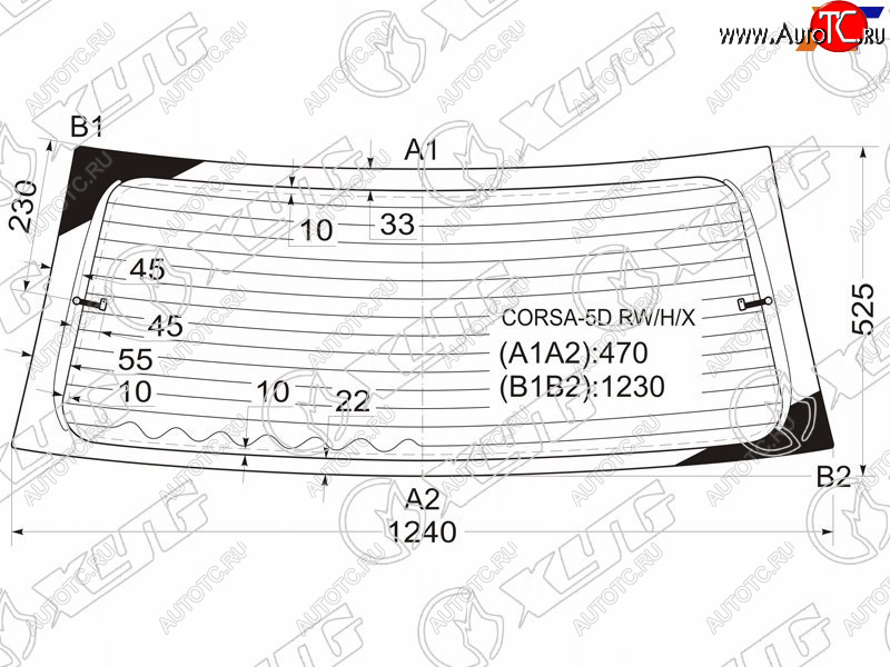 6 599 р. Стекло заднее с обогревом OPEL CORSA 5D HBK 93-00                                                    XYG CORSA-5D RW/H/X  с доставкой в г. Вологда