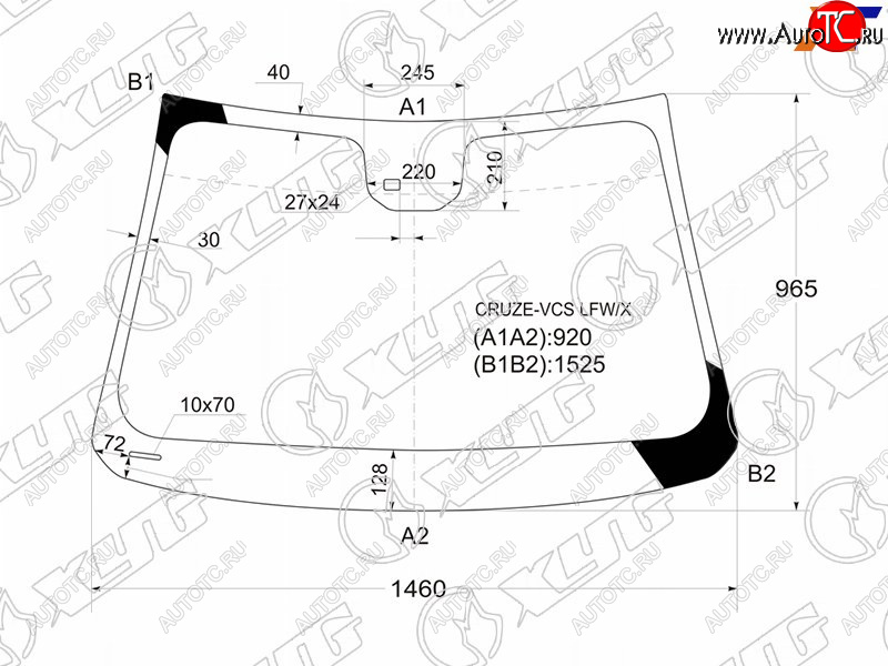 5 599 р. Стекло лобовое (Датчик дождя) Chevrolet Cruze 09-15  Daewoo Lacetti 08-11 XYG CRUZE-VCS LFW/X  с доставкой в г. Вологда