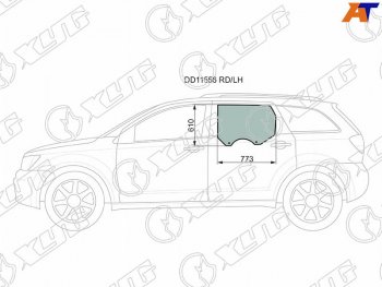 Стекло боковое опускное (Сзади Слева Цвет зеленый) Dodge Journey 07-15  Fiat Freemont 13-15       XYG DD11556 RD/LH