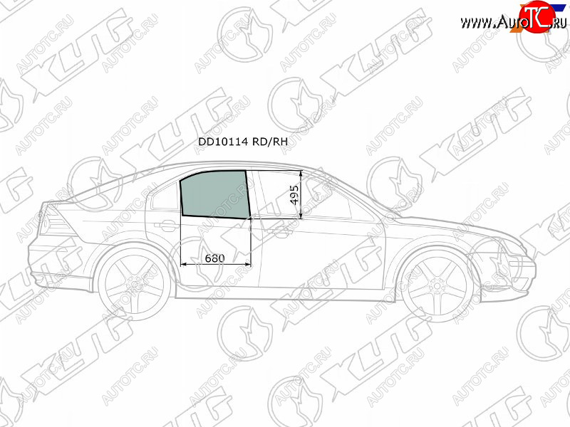2 599 р. Стекло боковое опускное (Сзади Справа Цвет зеленый) Ford Mondeo 00-07 XYG DD10114 RD/RH  с доставкой в г. Вологда