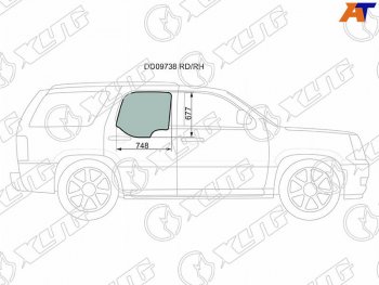 Стекло боковое опускное (Сзади Справа Цвет зеленый 5D) Chevrolet Tahoe 99-07  Cadillac Escalade XYG DD09738 RD/RH