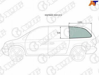 263 р. Стекло кузова (собачник) заднее левое длинная база CHRYSLER TOWN&COUNTRY VOYAGERDODGE CARAVAN 00-07 XYG DQ09844 SW/LH/X  с доставкой в г. Вологда. Увеличить фотографию 1