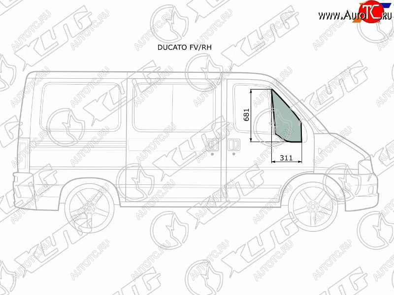 2 399 р. Стекло форточки (уголок) переднее правое  PEUGEOT BOXERCITROEN JUMPERFIAT DUCATO 94-06             XYG DUCATO FV/RH  с доставкой в г. Вологда