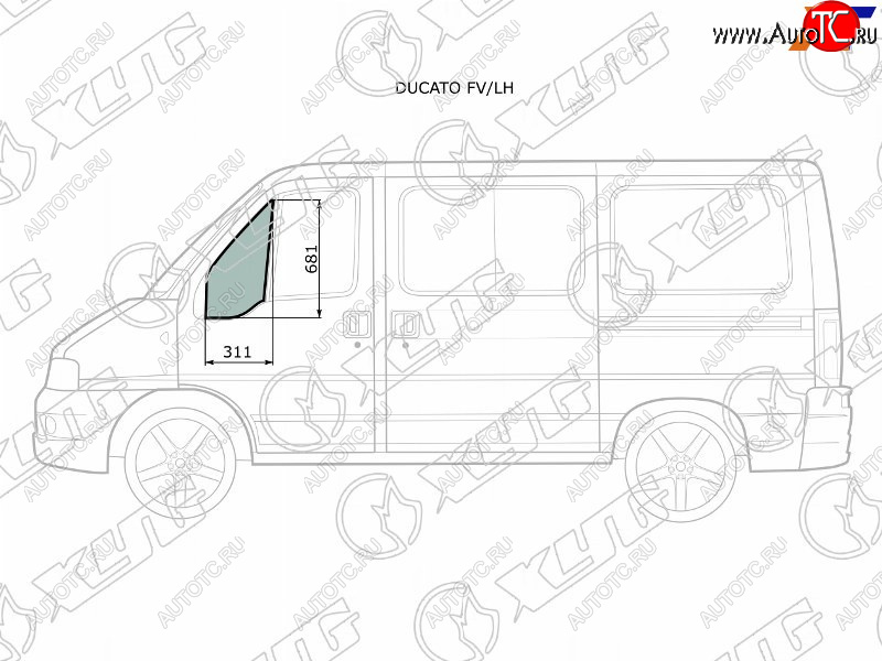2 399 р. Стекло форточки (уголок) переднее левое  PEUGEOT BOXERCITROEN JUMPERFIAT DUCATO 94-06              XYG DUCATO FV/LH  с доставкой в г. Вологда