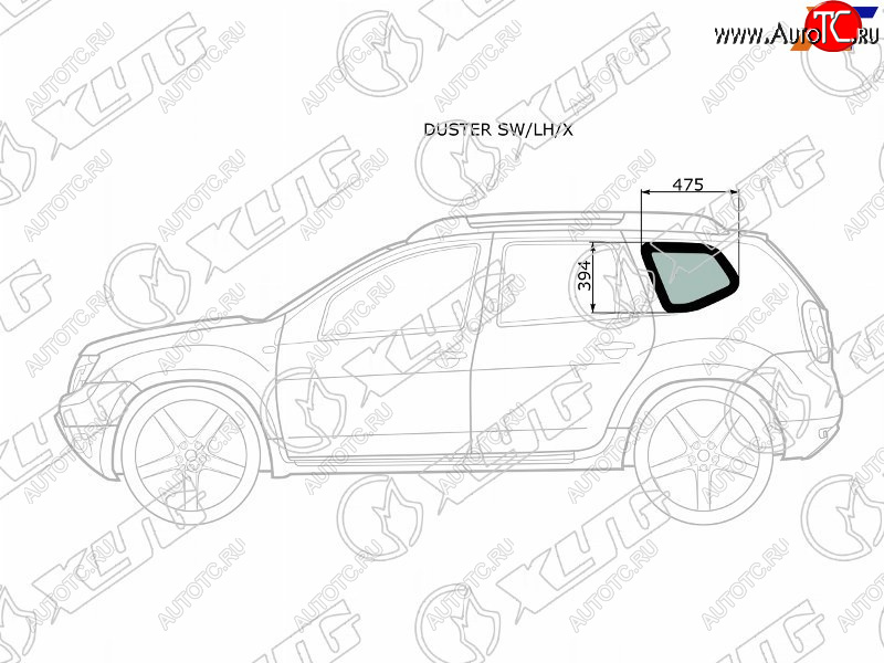 1 759 р. Стекло кузова боковое (не опускное) (Слева Цвет зеленый) Nissan Terrano 14-22  Renault Duster 10-2 XYG DUSTER SW/LH/X  с доставкой в г. Вологда