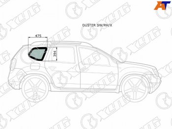 Стекло кузова боковое (не опускное) (Справа Цвет зеленый) Nissan Terrano 14-22  Renault Duster 10- XYG DUSTER SW/RH/X