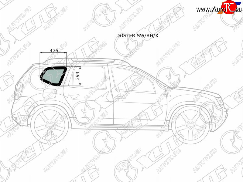 1 759 р. Стекло кузова боковое (не опускное) (Справа Цвет зеленый) Nissan Terrano 14-22  Renault Duster 10- XYG DUSTER SW/RH/X  с доставкой в г. Вологда