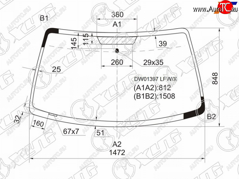 5 849 р. Стекло лобовое Ford Escape 00-12  Maverick 93-07  Mazda Tribute 00-07  Mercury Mariner 07-10 XYG DW01397 LFW/X  с доставкой в г. Вологда