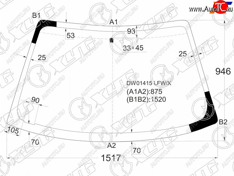 11 849 р. Стекло лобовое CHRYSLER SEBRINGDODGE STRATUS 2D 00-03                                               XYG DW01415 LFW/X  с доставкой в г. Вологда