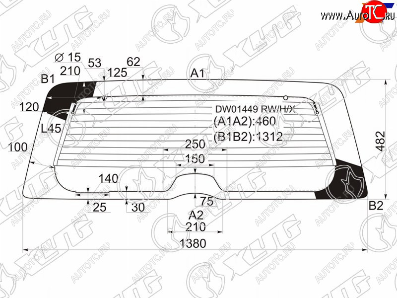 9 749 р. Стекло заднее с обогревом JEEP LIBERTYJEEP CHEROKEE 02-07                                           XYG DW01449 RW/H/X  с доставкой в г. Вологда