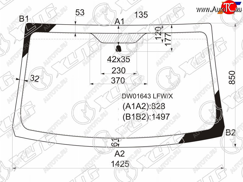 4 849 р. Стекло лобовое Dodge Caliber 06-12 XYG DW01643 LFW/X  с доставкой в г. Вологда